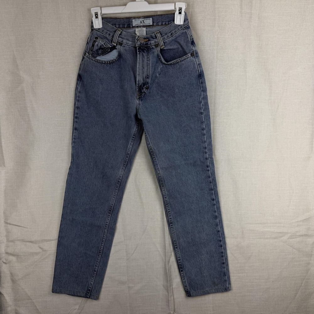 Vintage Armani Exchange AX Kent Jeans Womens 2S Y2k Blue High Rise Tapered Denim